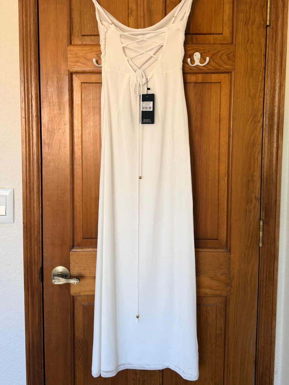 Nadine Lace-Up Back Maxi Dress - White - Picture 6 of 6